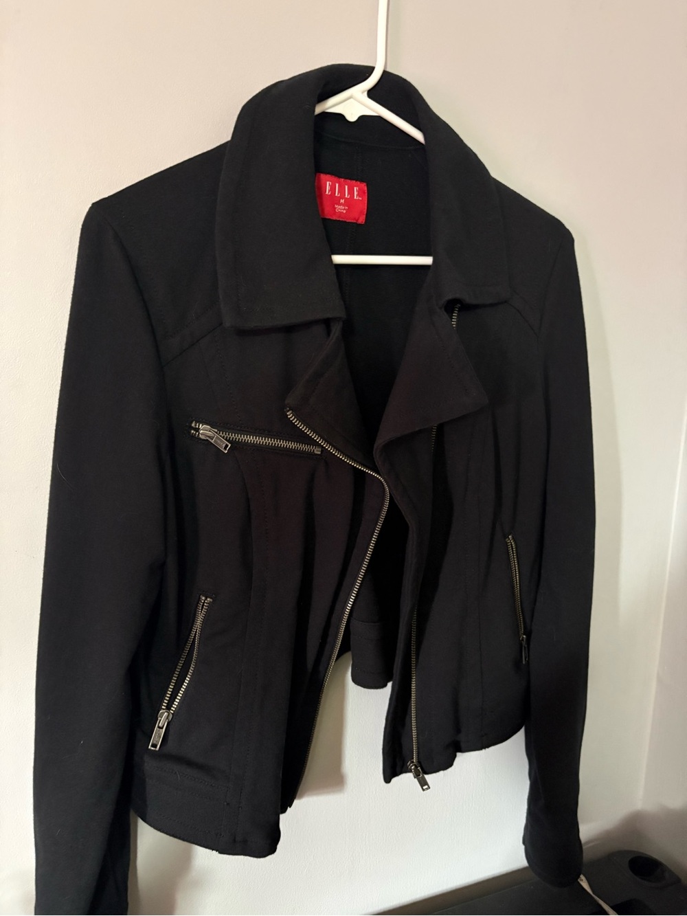 ELLE Black Asymmetrical Zip Moto Jacket